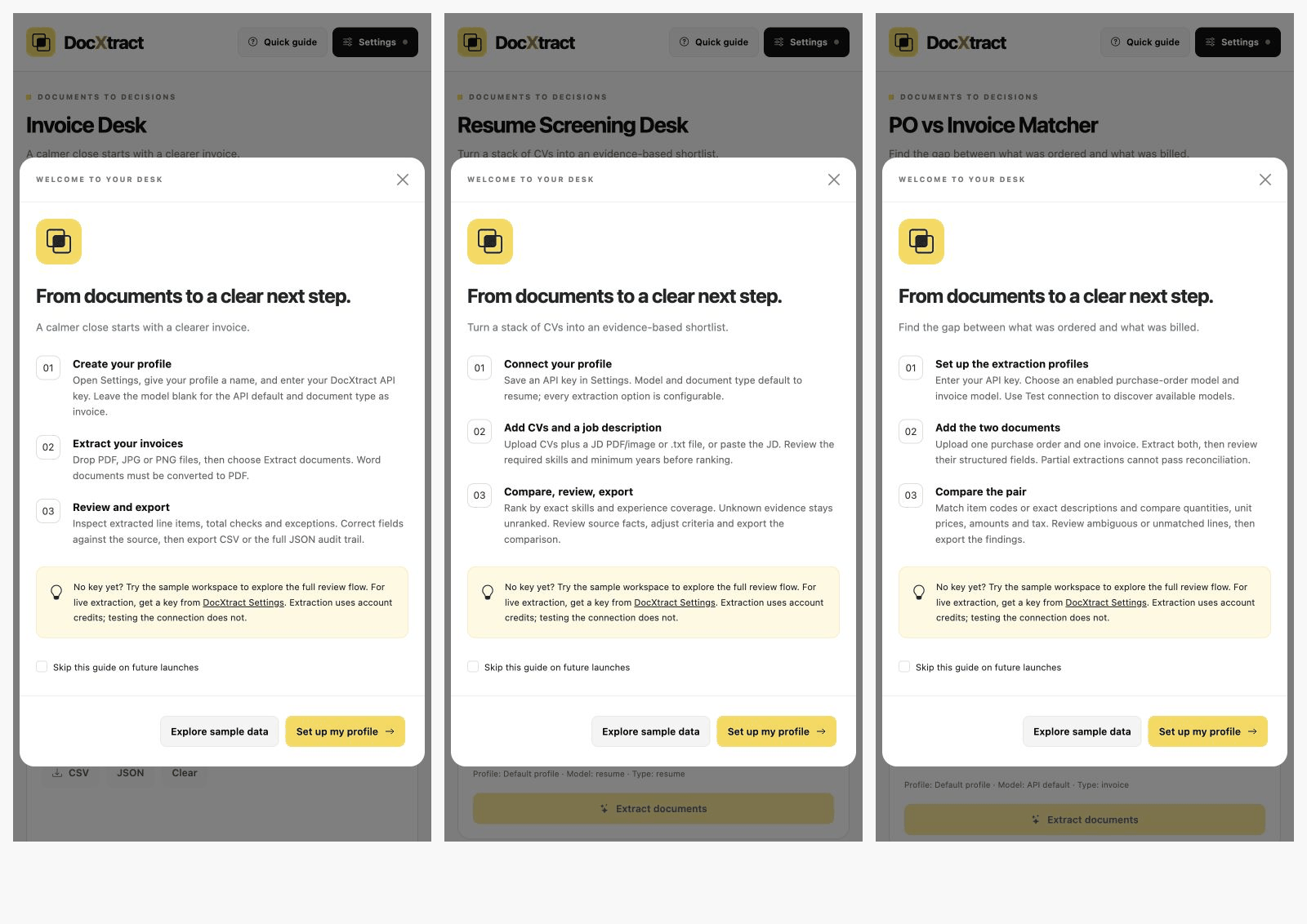 The three example applications